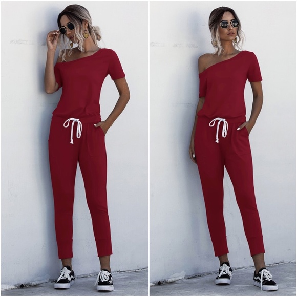BellanBlue Pants - Off shoulder boho waist tie pocket jumpsuit